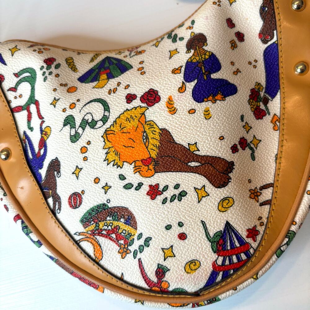 Piero Guidi Magic Circus Mini Crescent Shoulder Bag White Multicolor Italy - Picture 5 of 10